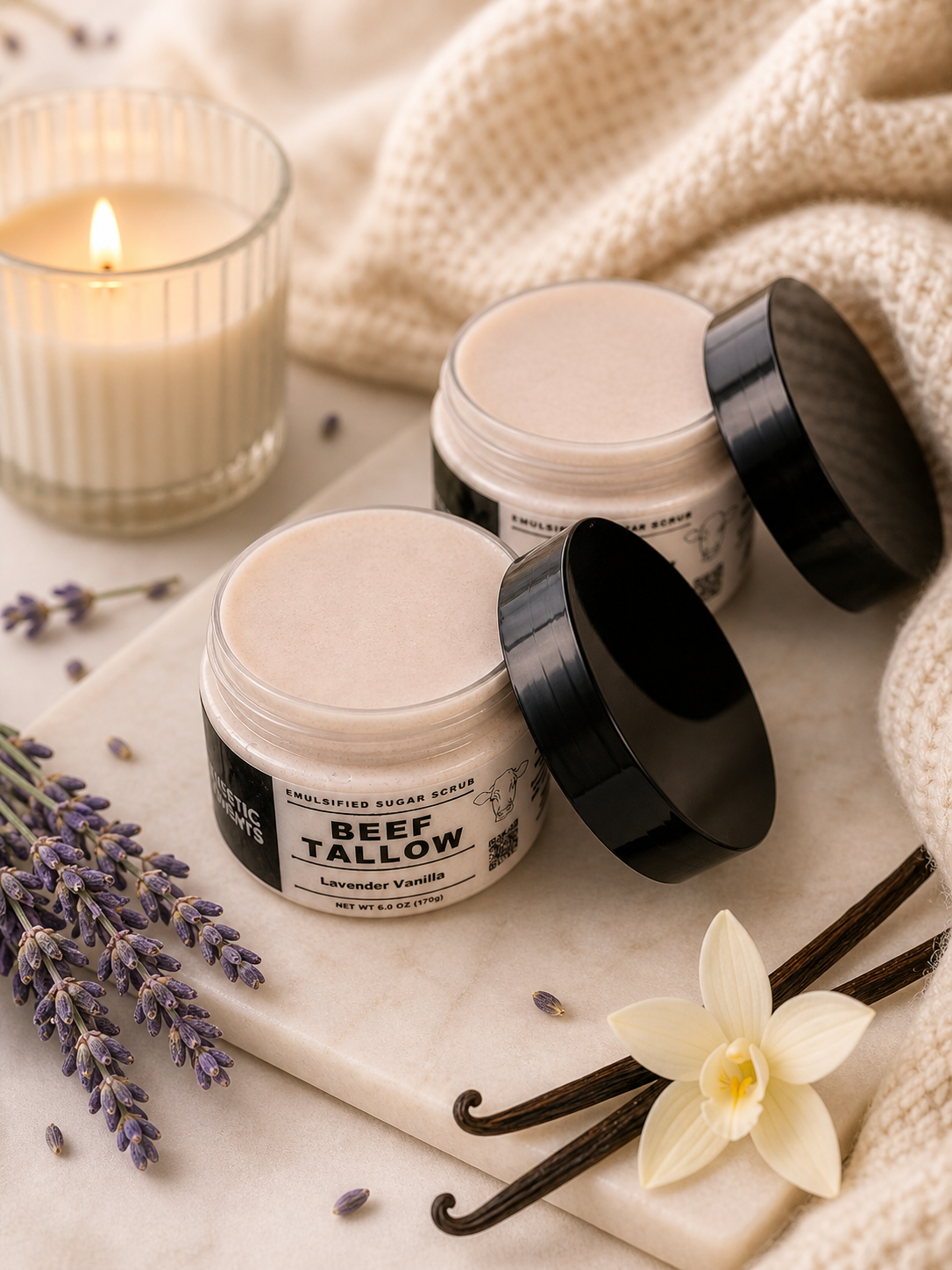 Lavender Vanilla Emulsified Tallow Sugar Scrub