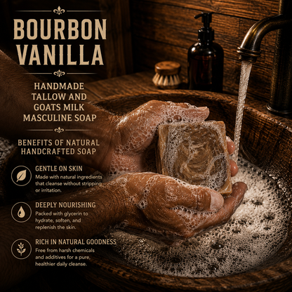 BOURBON VANILLA: Goats Milk & Tallow Handmade Masculine Soap