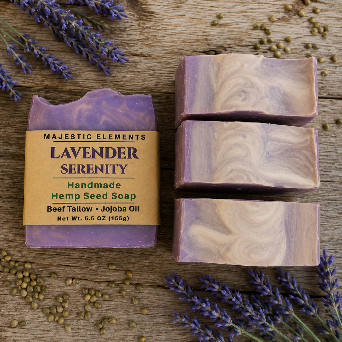 LAVENDER: Hemp Seed + Tallow Handmade Soap