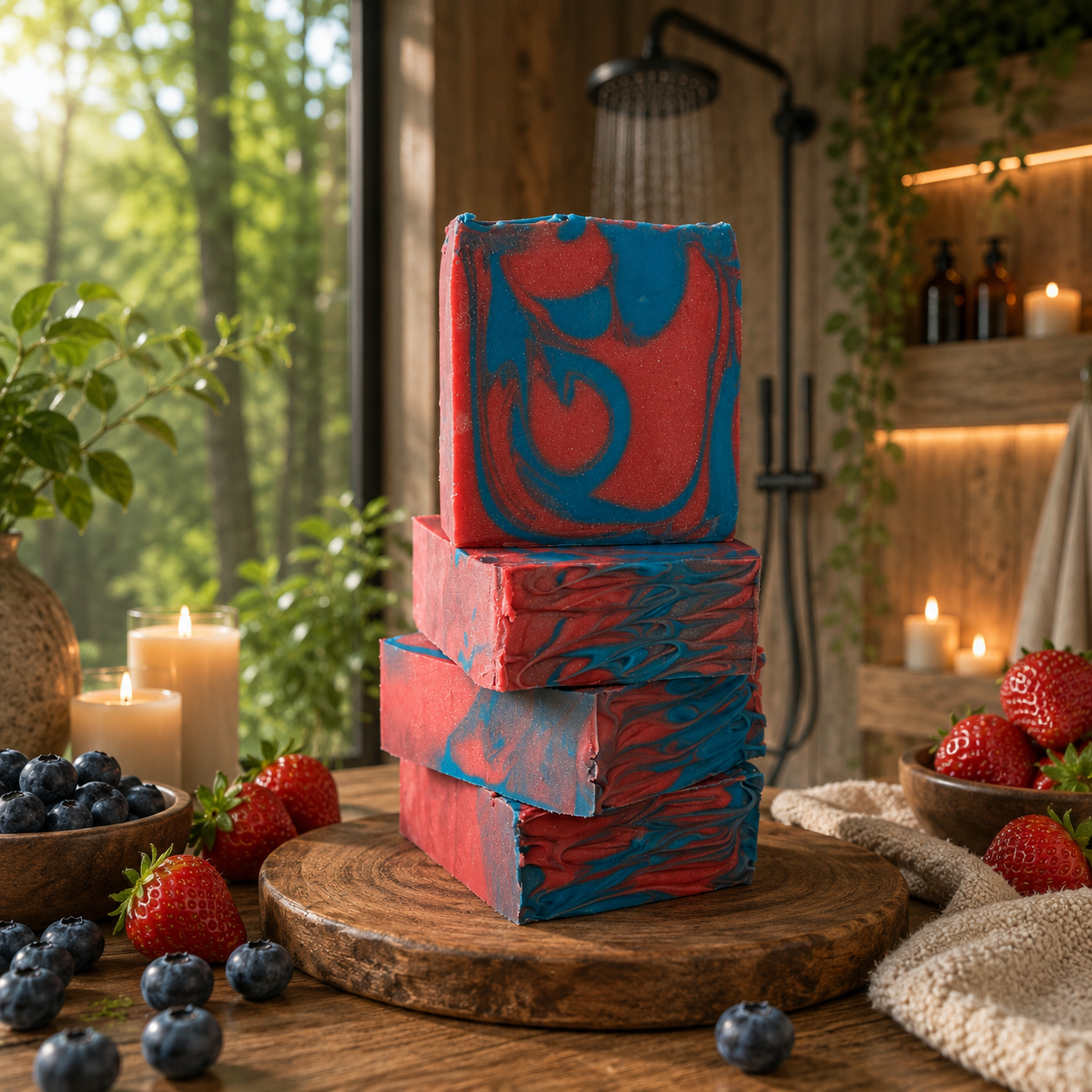 Strawberry Blueberry Handmade Beef Tallow and Milk Soap