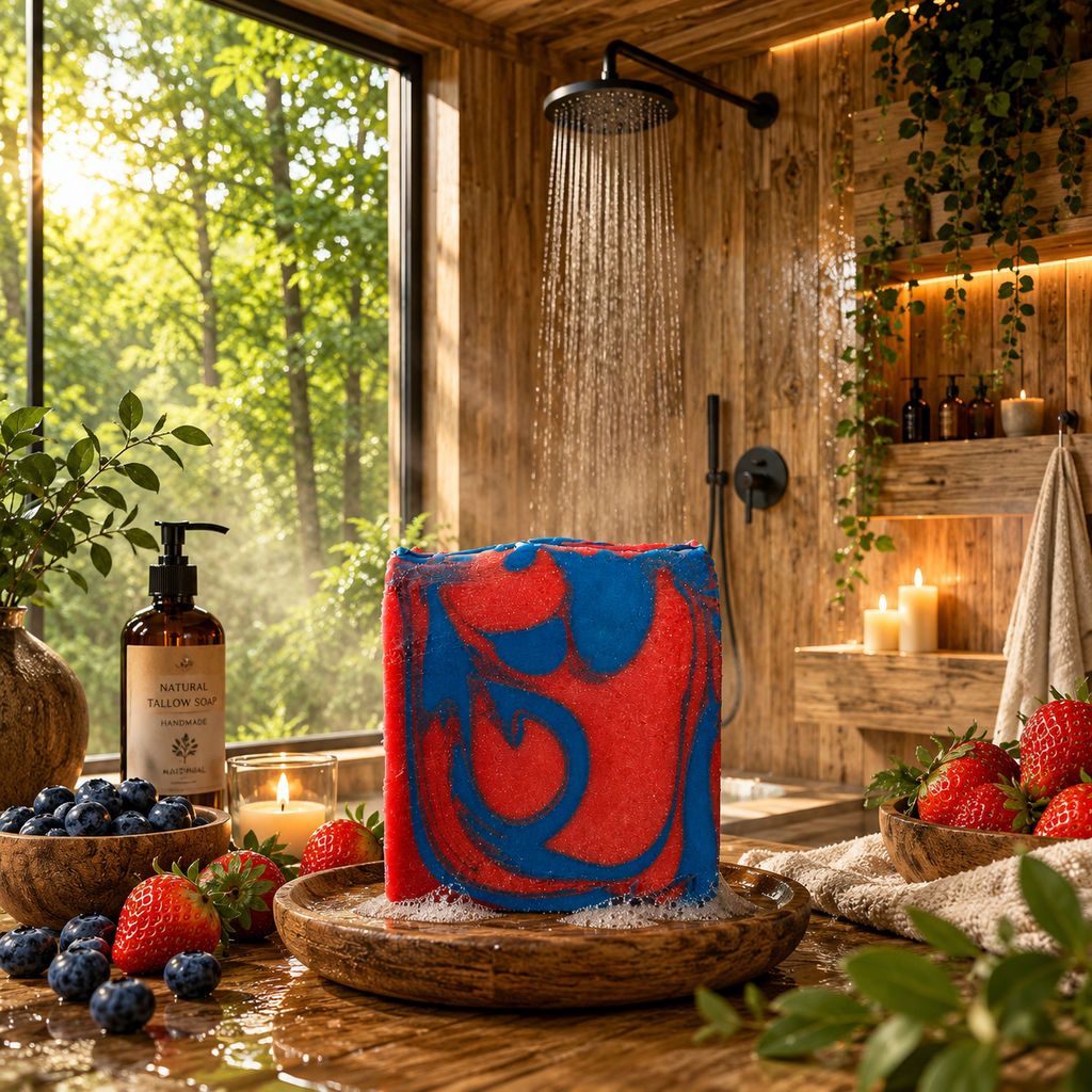 Strawberry Blueberry Handmade Beef Tallow and Milk Soap