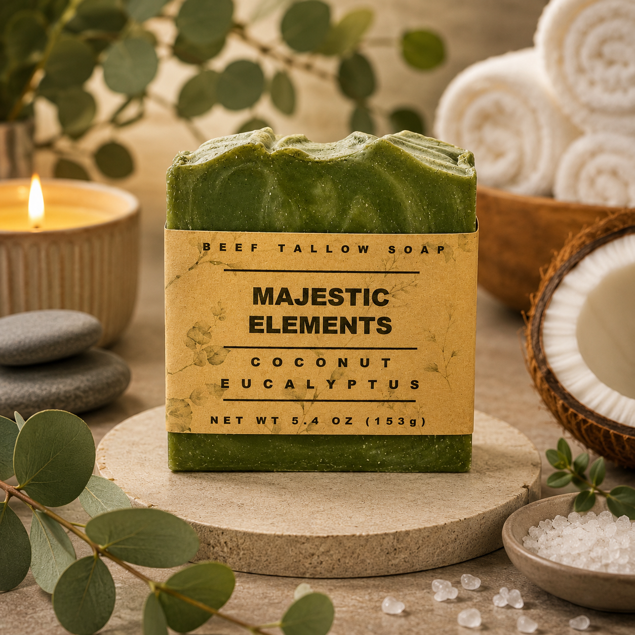 Coconut Eucalyptus Handcrafted Tallow Soap