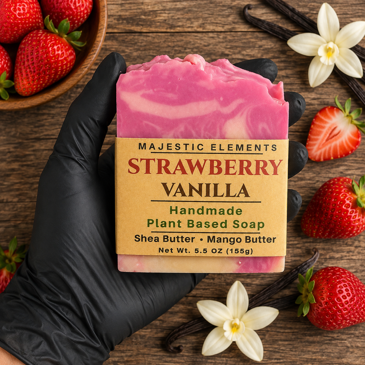 STRAWBERRY VANILLA: Handmade Plant-Based Vegan Soap