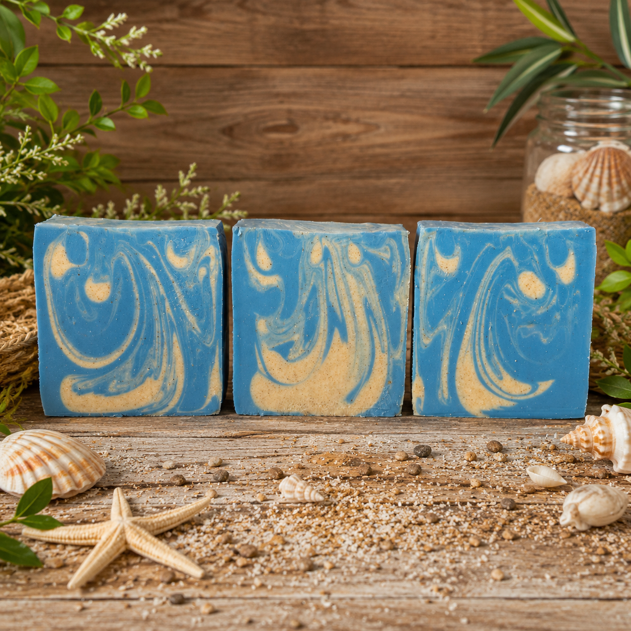 OCEAN BREEZE: Exfoliating Beef Tallow Handmade Artisan Sand Soap