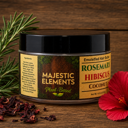ROSEMARY & HIBISCUS: Handmade Coconut Scented Hair Butter