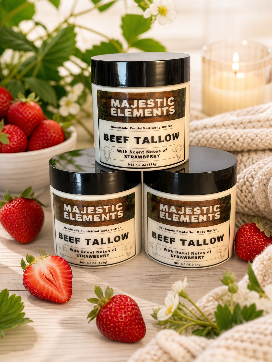 Strawberry Tallow Handcrafted Emulsified Body Butter Body Cream