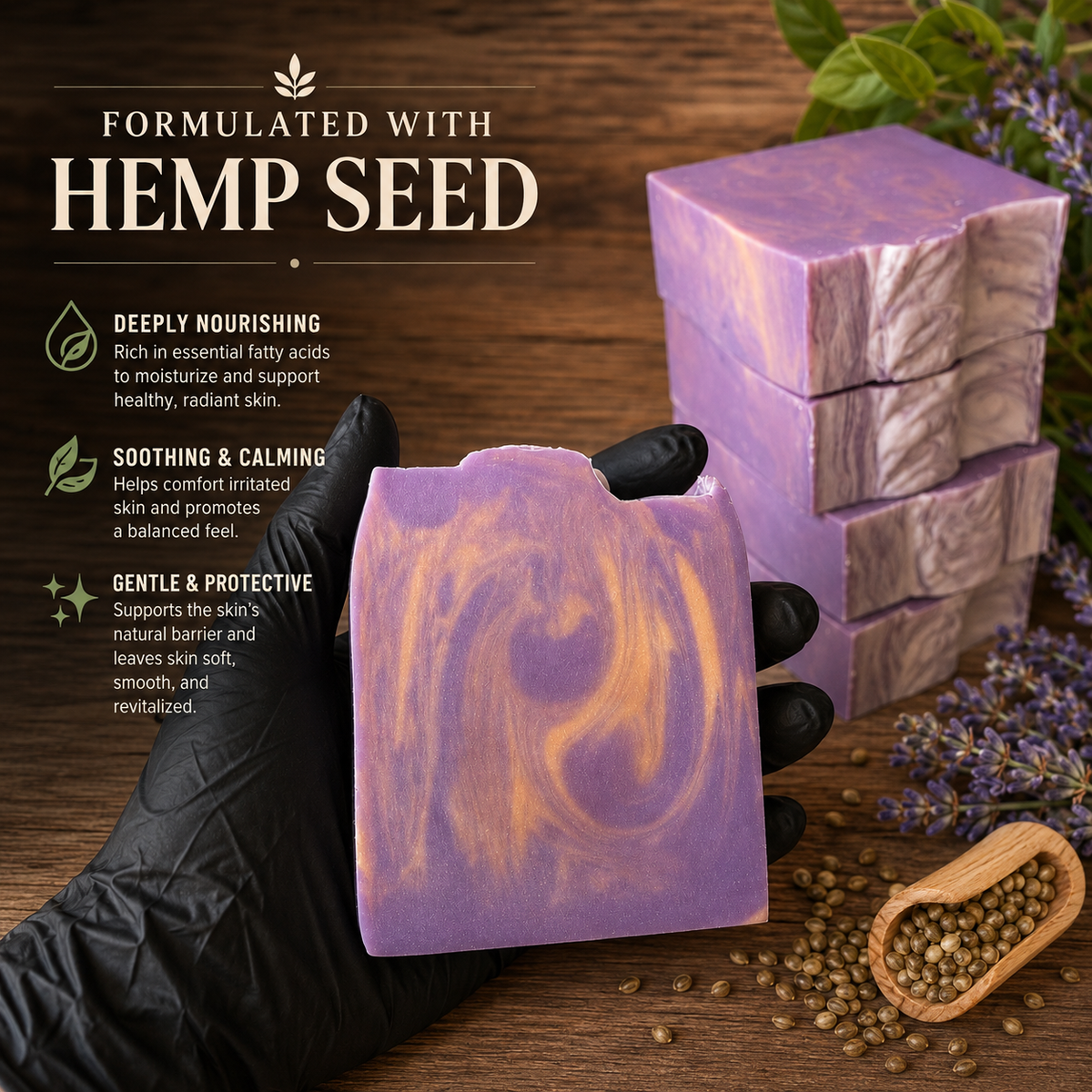 LAVENDER: Hemp Seed + Tallow Handmade Soap