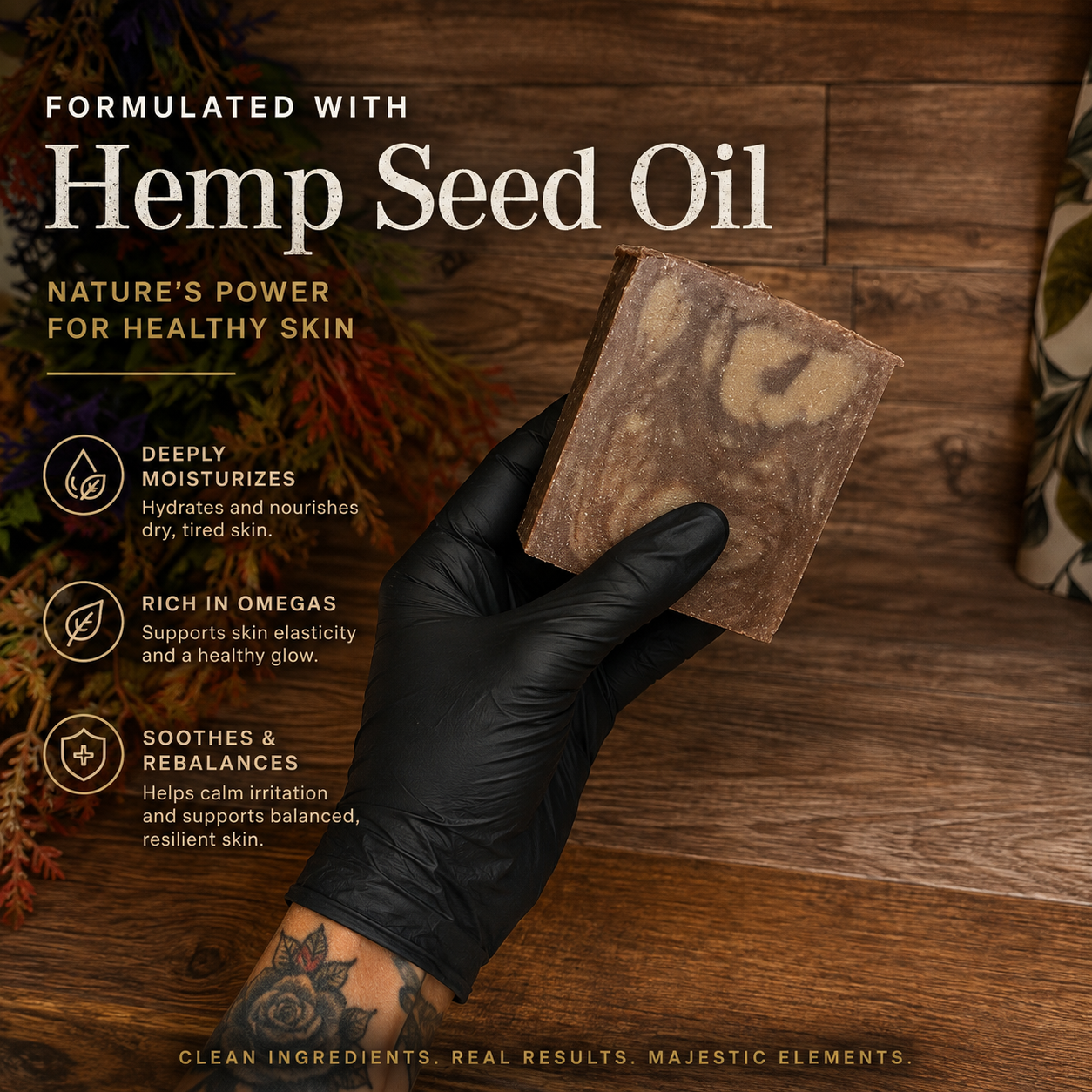 SANDALWOOD: Tallow + Hemp Seed Handmade Masculine Soap