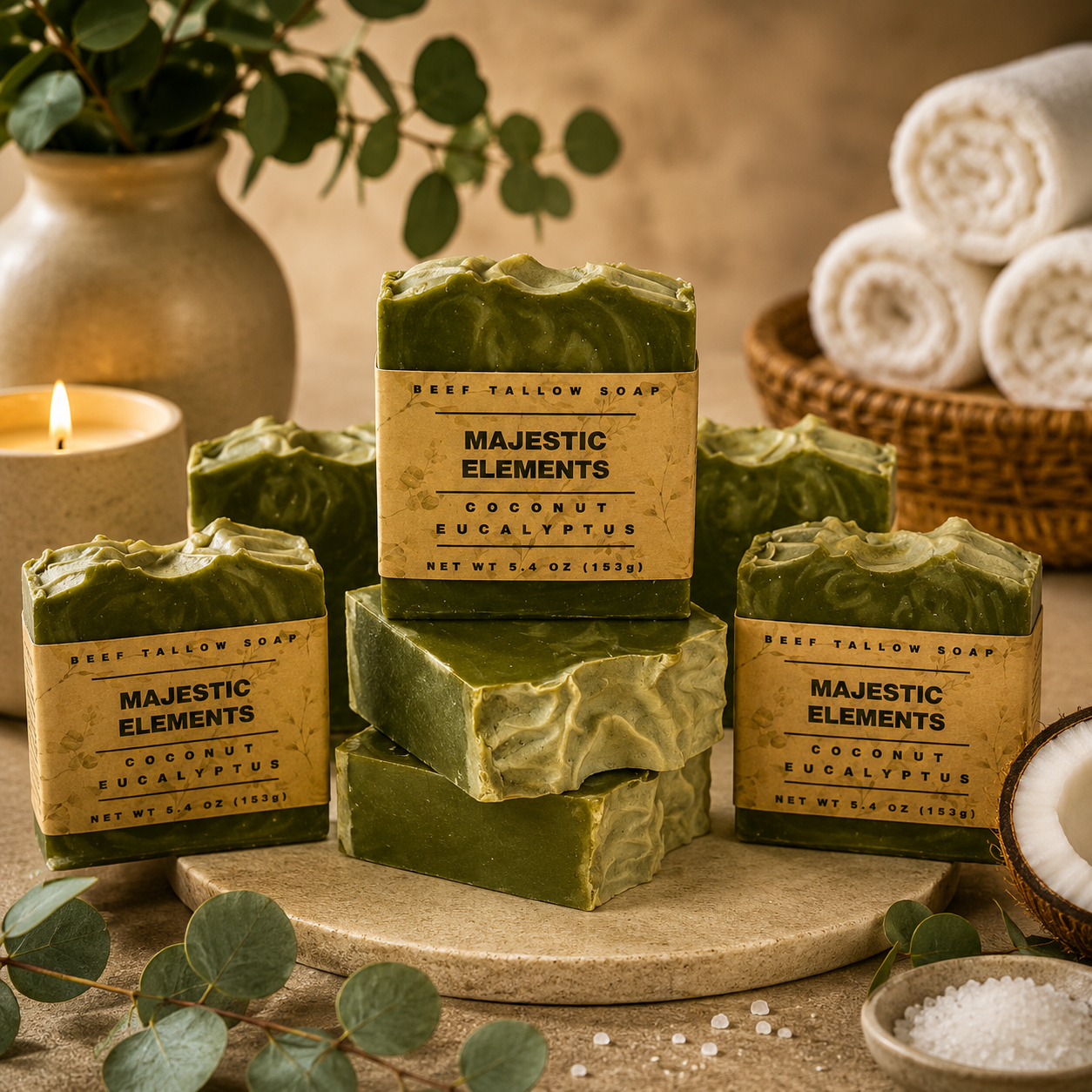 Coconut Eucalyptus Handcrafted Tallow Soap
