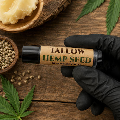 TALLOW + HEMP SEED: Handmade Blackberry Açaí Flavored Nourishing Lip Balm