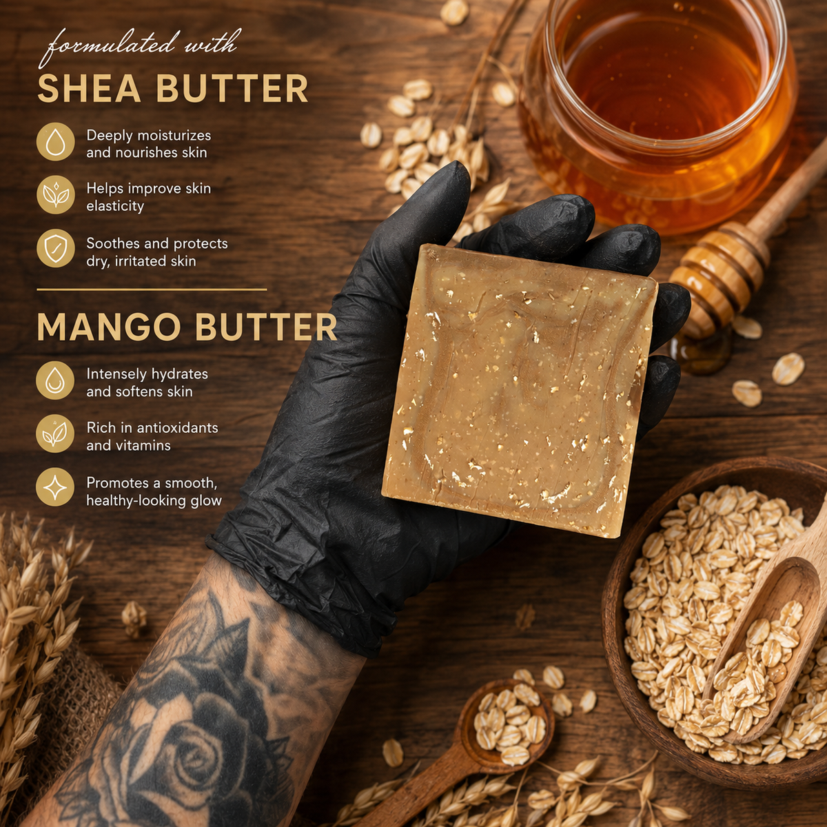 UNSCENTED: Honey And Oatmeal Handmade Gentle Soap