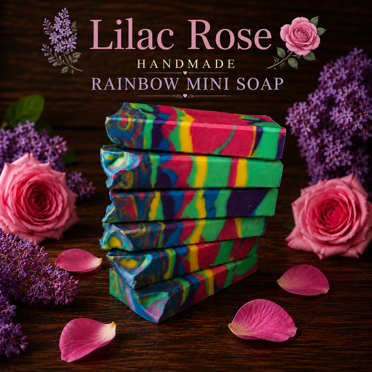Lilac Rose Goats Milks and Lard Rejuvenating Handmade Mini Rainbow Soap (Trial Size)