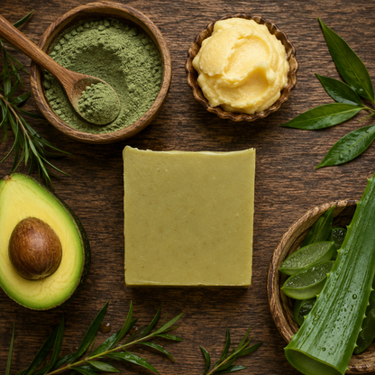 GREEN COLLAGEN: Handmade Tea Tree Scented Nourishing Facial Soap