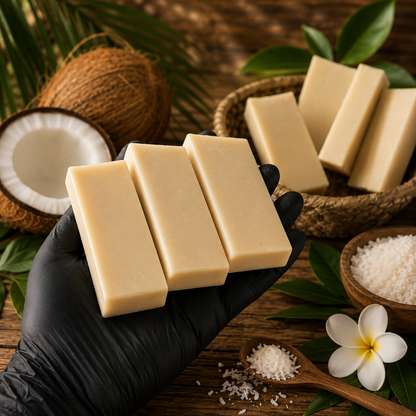 COCONUT: 100% Plant-Based Oils Coconut Milk and Shea Butter Handcrafted Vegan Mini Cleansing Soap