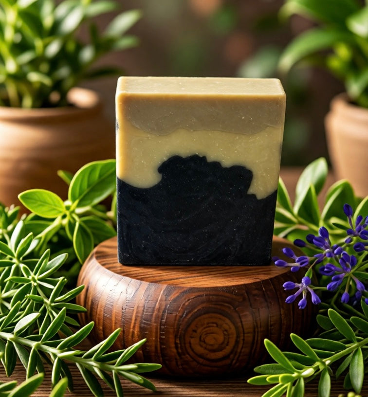 Coconut Vanilla Charcoal BeefTallow Handmade Soap