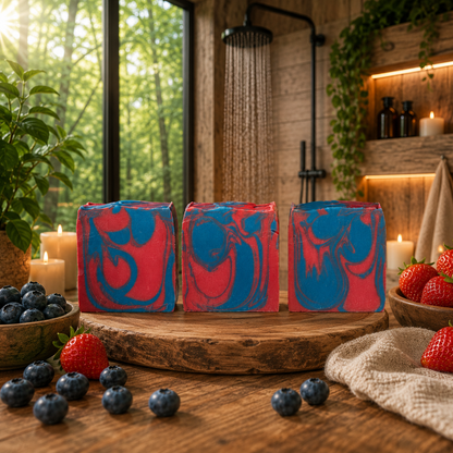 Strawberry Blueberry Handmade Beef Tallow and Milk Soap