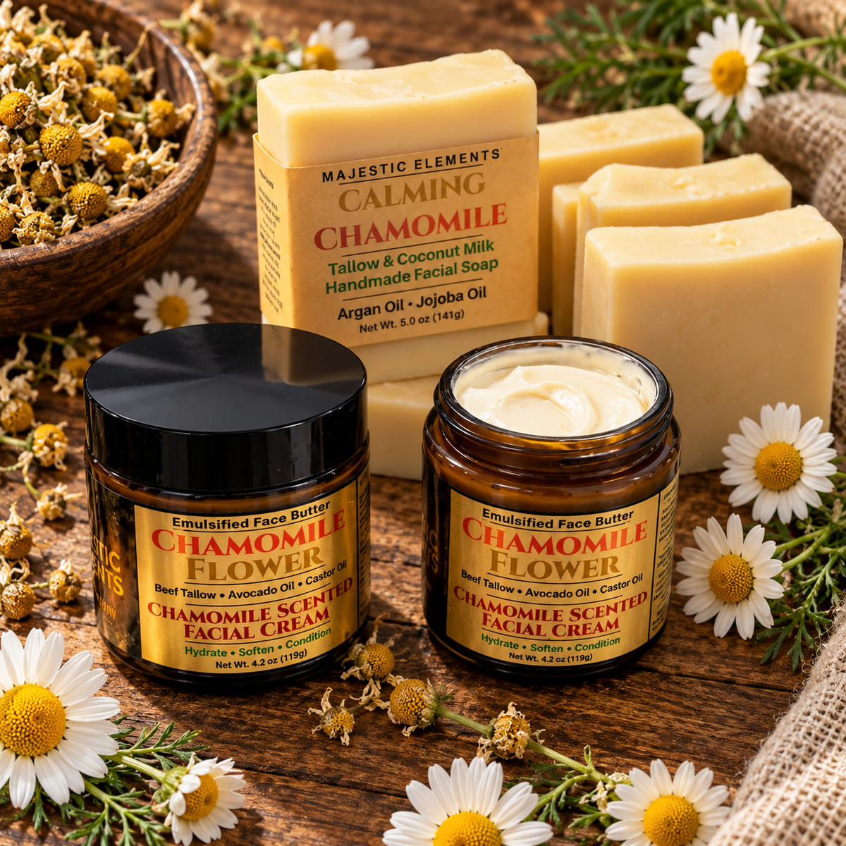 CHAMOMILE FACIAL BUNDLE: Handmade Facial Soap and Facial Butter