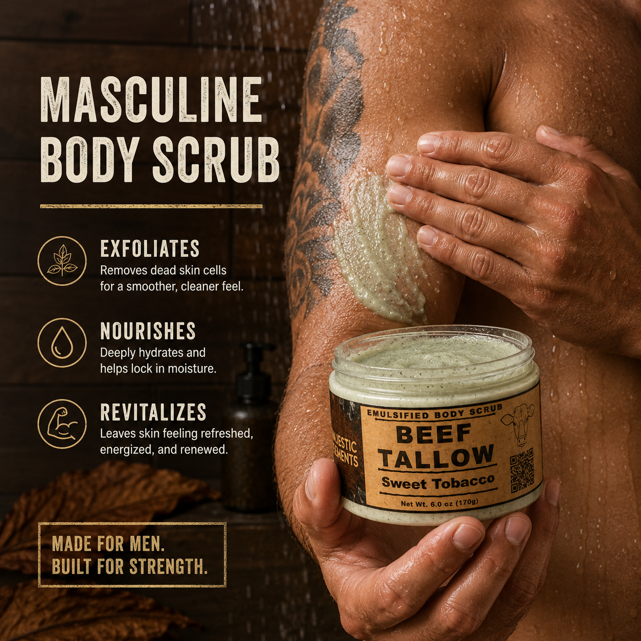 Sweet Tobacco Pine Emulsified Tallow Sugar Scrub Body Scrub