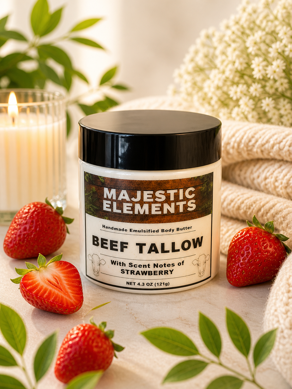 Strawberry Tallow Handcrafted Emulsified Body Butter Body Cream