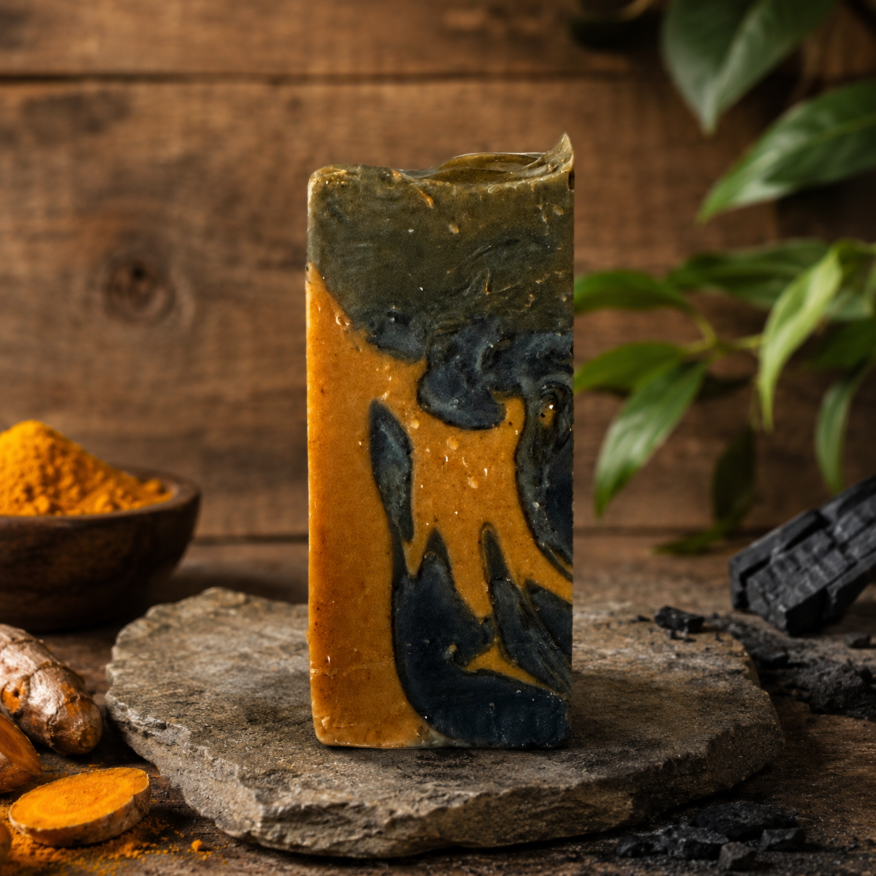 Unscented Turmeric and Charcoal Handmade Purifying Tallow Sample Soap