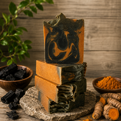 Unscented Charcoal and Turmeric Deep Cleansing Tallow Handmade Soap