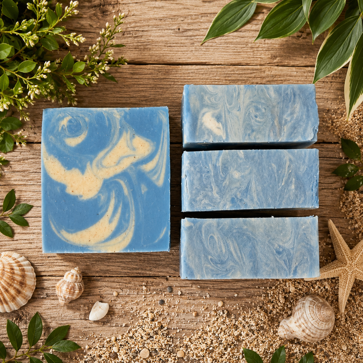 OCEAN BREEZE: Exfoliating Beef Tallow Handmade Artisan Sand Soap