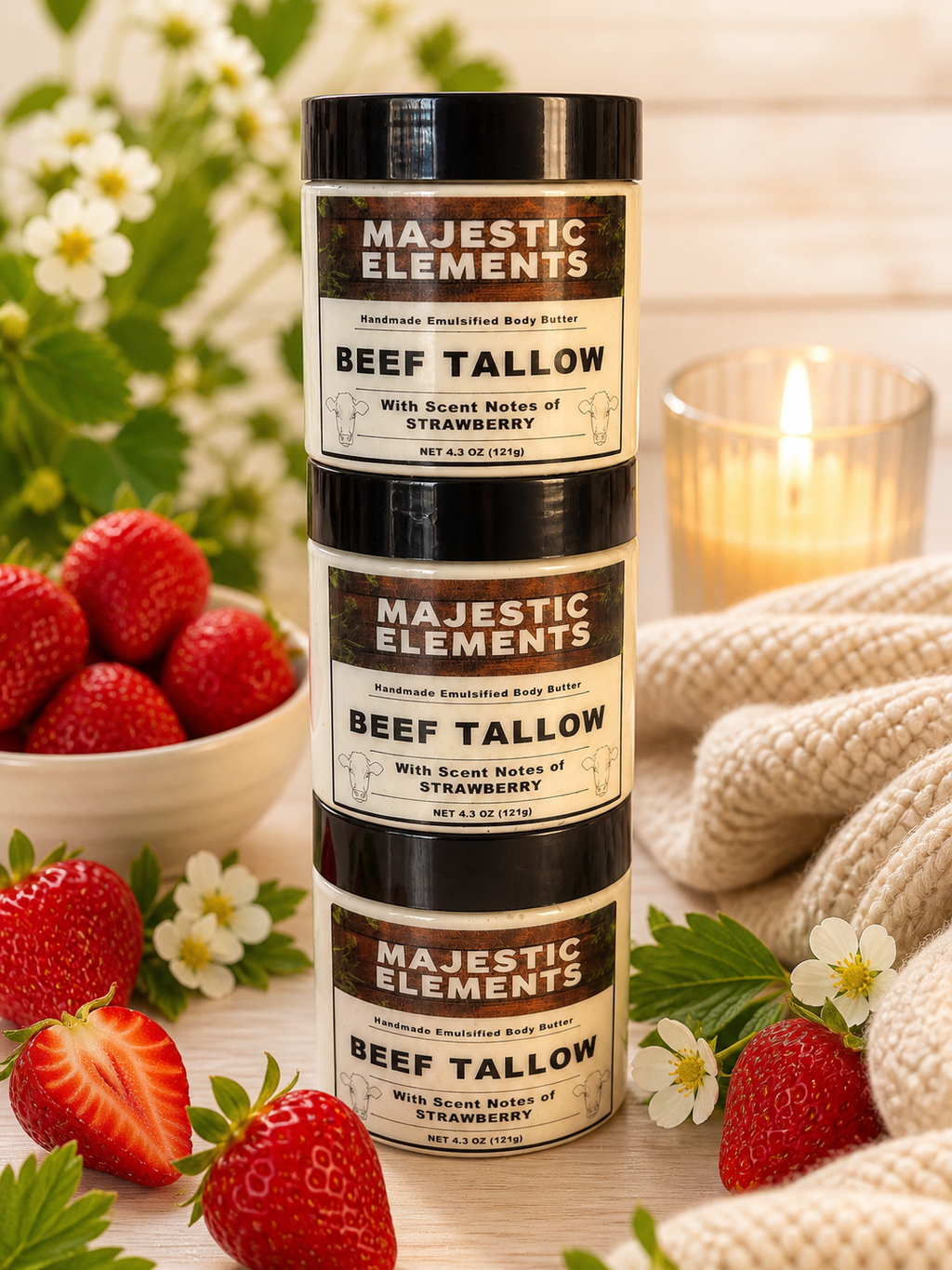 Strawberry Tallow Handcrafted Emulsified Body Butter Body Cream