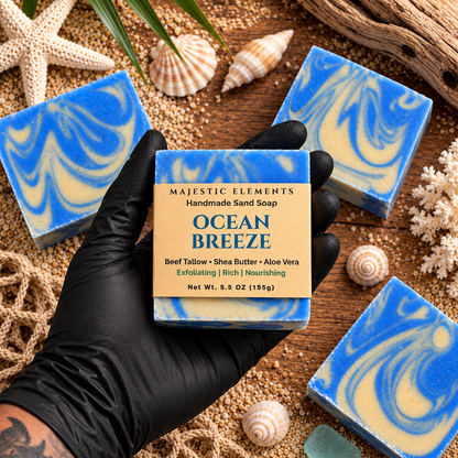 OCEAN BREEZE: Exfoliating Handmade Beef Tallow Soap
