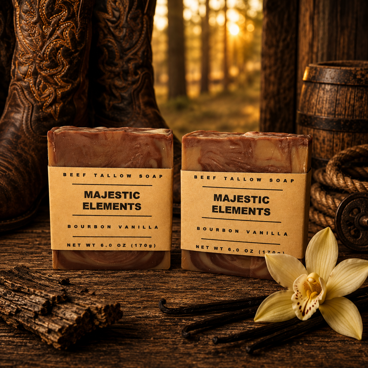 Bourbon Vanilla Goats Milk Masculine Tallow Handmade Soap