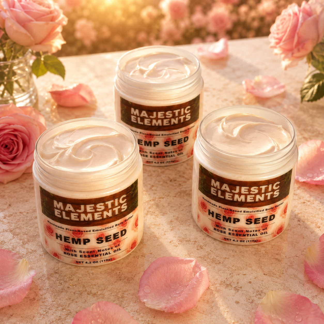 Rose Handcrafted Hemp Seed Emulsified Body Butter Body Cream