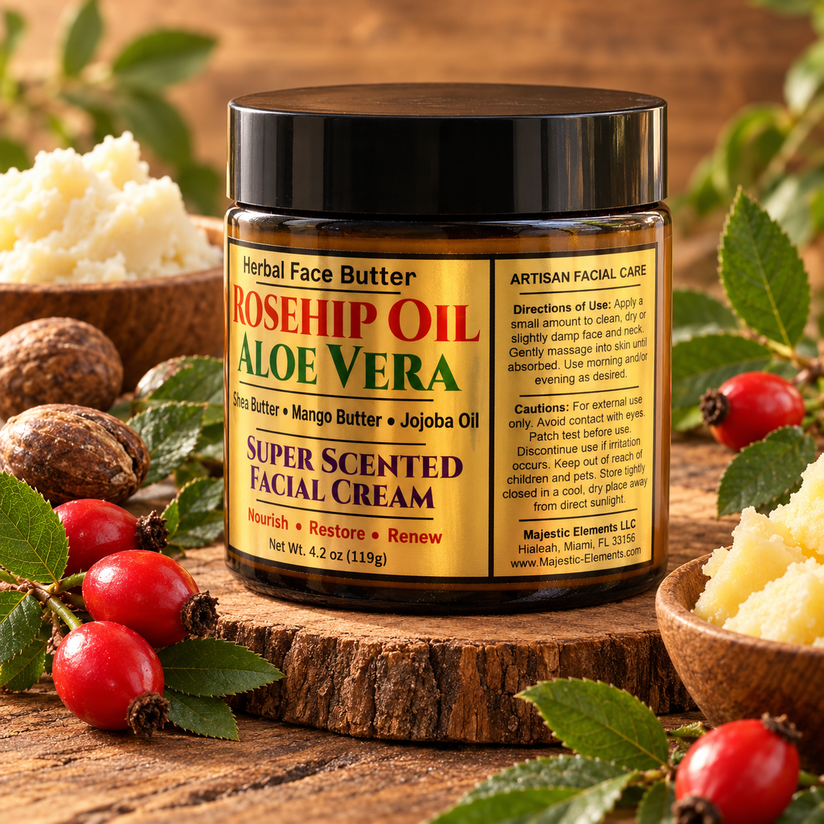 ROSEHIP OIL: Handmade Lavender Scented Facial Butter / Face Cream