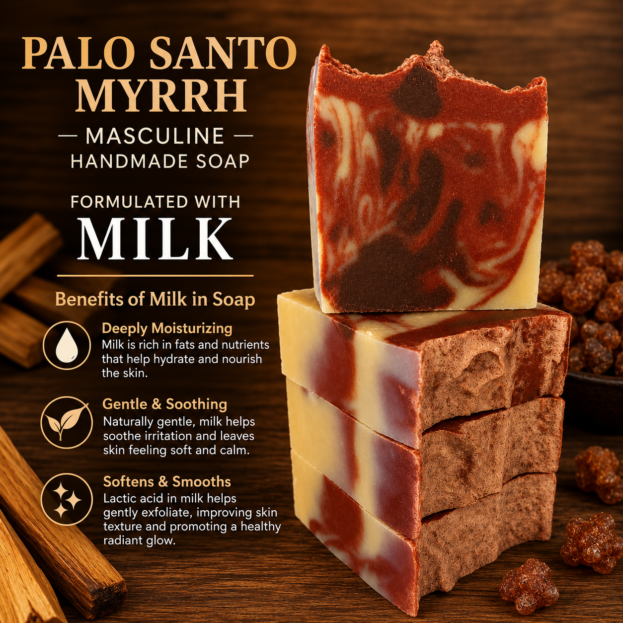 PALO SANTO: Babassu Oil and Tallow Handmade Masculine Premium Soap