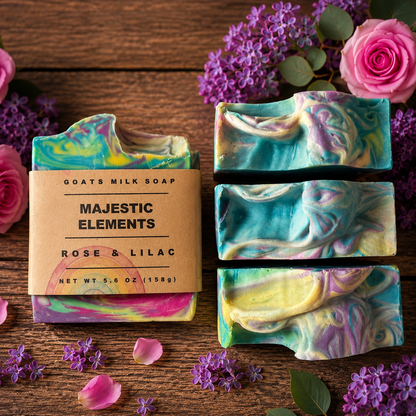 LILAC ROSE: Goats Milk and Lard Handmade Conditioning Rainbow Soap