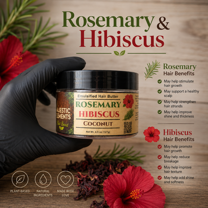 ROSEMARY & HIBISCUS: Handmade Coconut Scented Hair Butter
