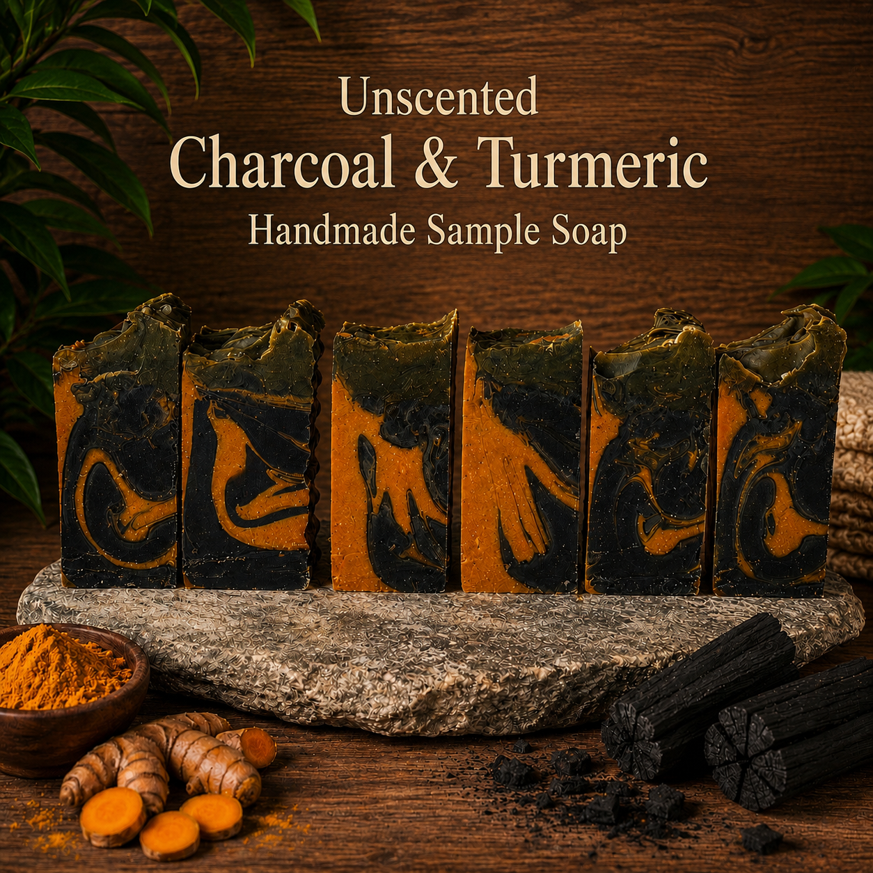 Unscented Turmeric and Charcoal Handmade Purifying Tallow Sample Soap