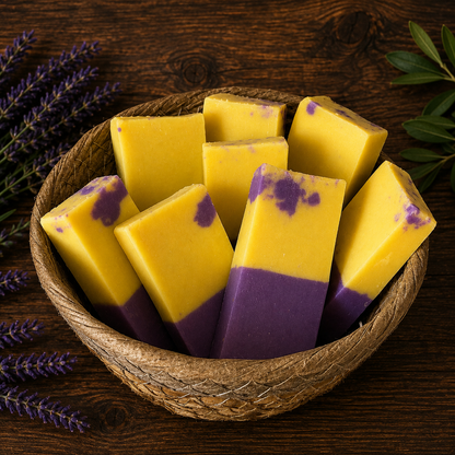 LEMON LAVENDER: Handmade Tallow and Milk Nourishing Mini Soap