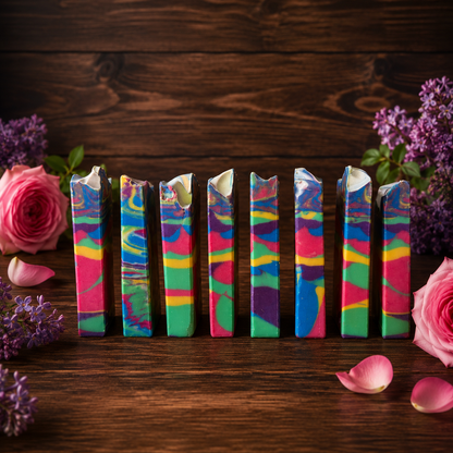 Lilac Rose Goats Milks and Lard Rejuvenating Handmade Mini Rainbow Soap (Trial Size)