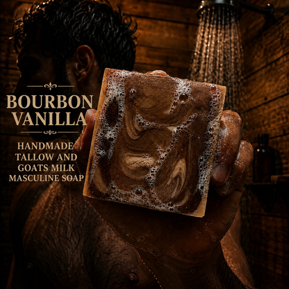 BOURBON VANILLA: Goats Milk & Tallow Handmade Masculine Soap