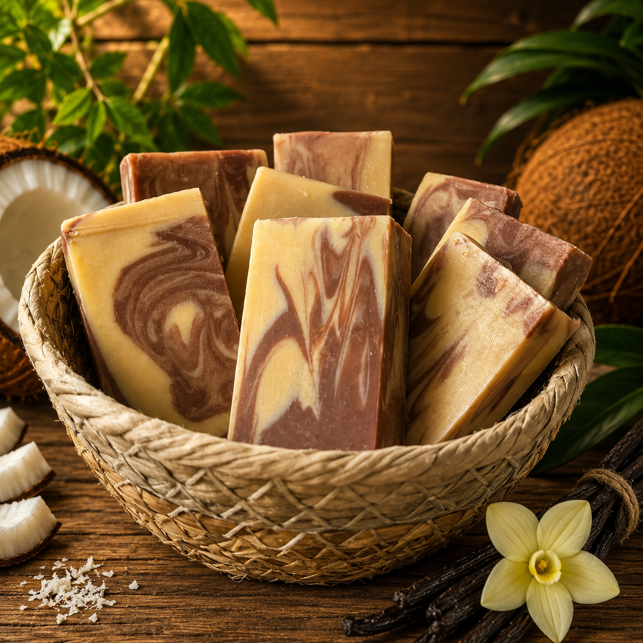 COCONUT VANILLA: Handmade Tallow Aloe and Milk Conditioning Mini Soap