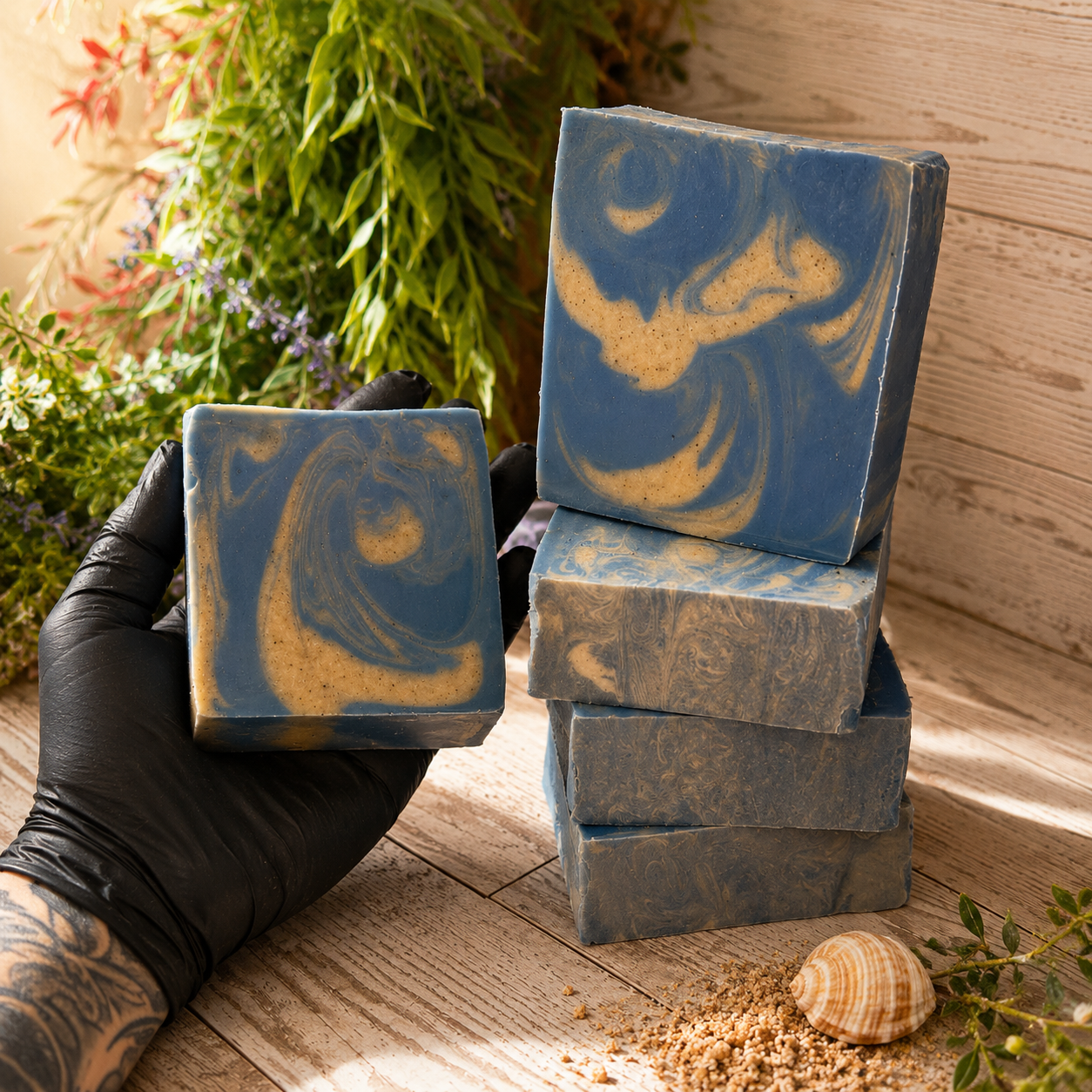 OCEAN BREEZE: Exfoliating Beef Tallow Handmade Artisan Sand Soap
