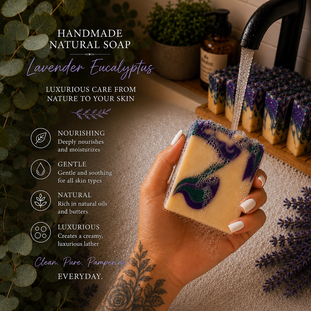 LAVENDER EUCALYPTUS: Handmade Plant-Based Vegan Soap