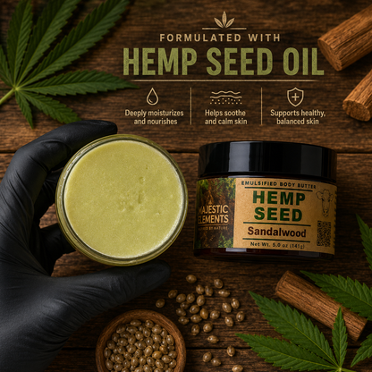 SANDALWOOD: Tallow + Hemp Seed Handmade Body Butter Body Cream