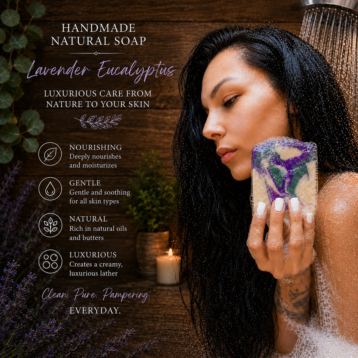LAVENDER EUCALYPTUS: Handmade Plant-Based Vegan Soap