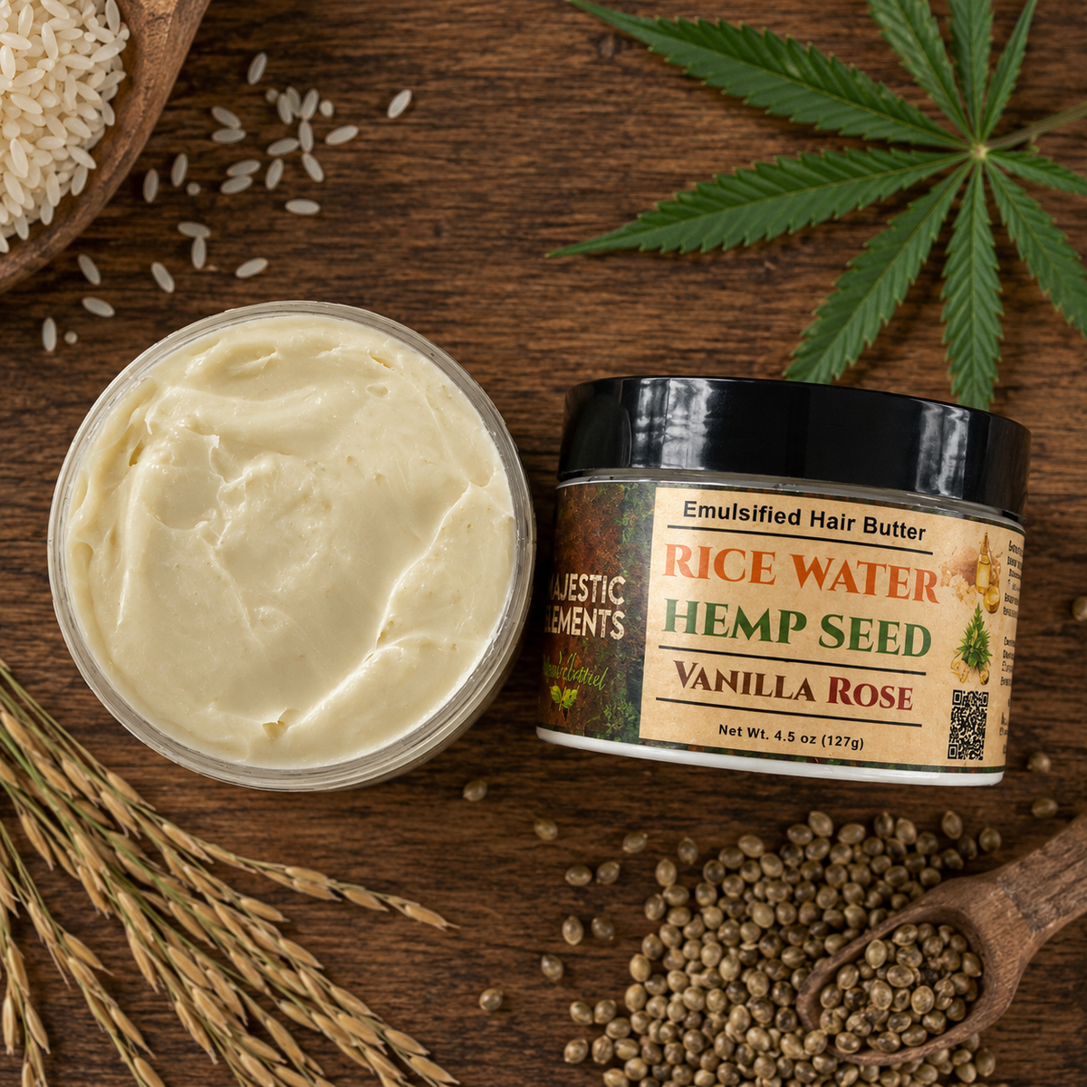 RICE WATER: Handmade Vanilla Rose Scented Hair Butter