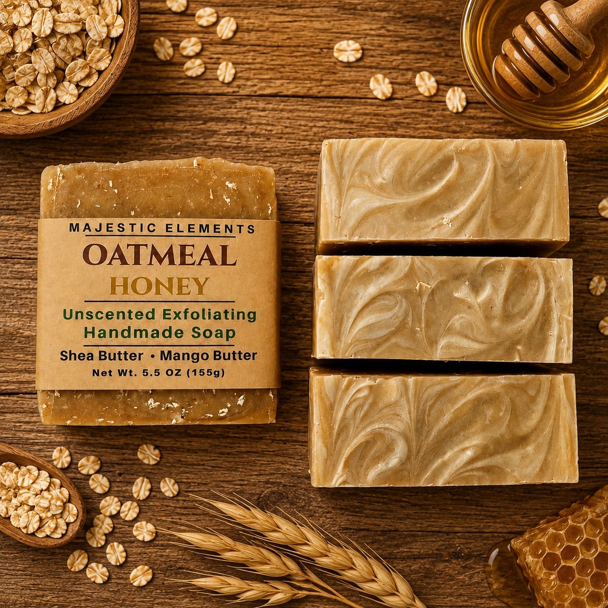UNSCENTED: Honey And Oatmeal Handmade Gentle Soap