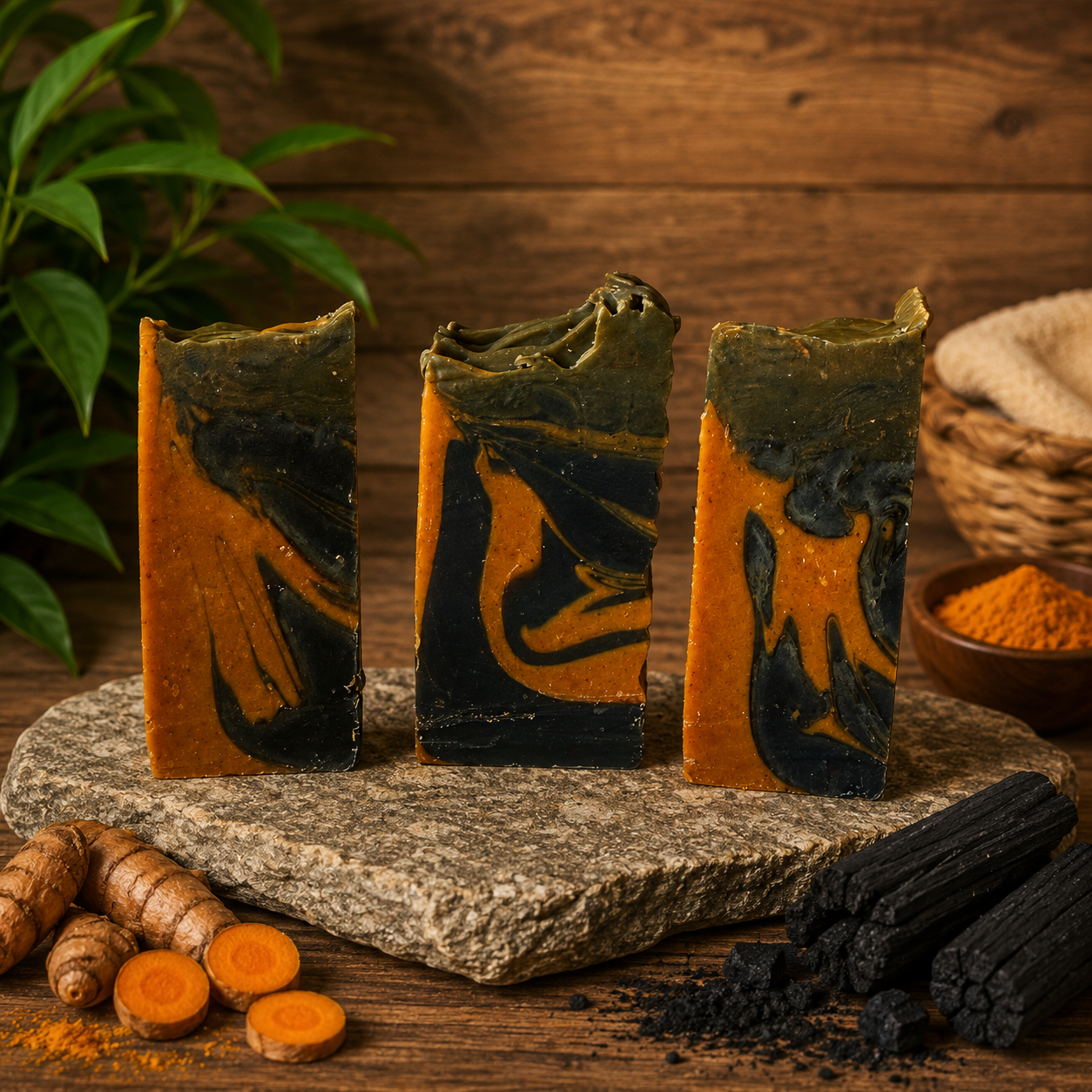 Unscented Turmeric and Charcoal Handmade Purifying Tallow Sample Soap