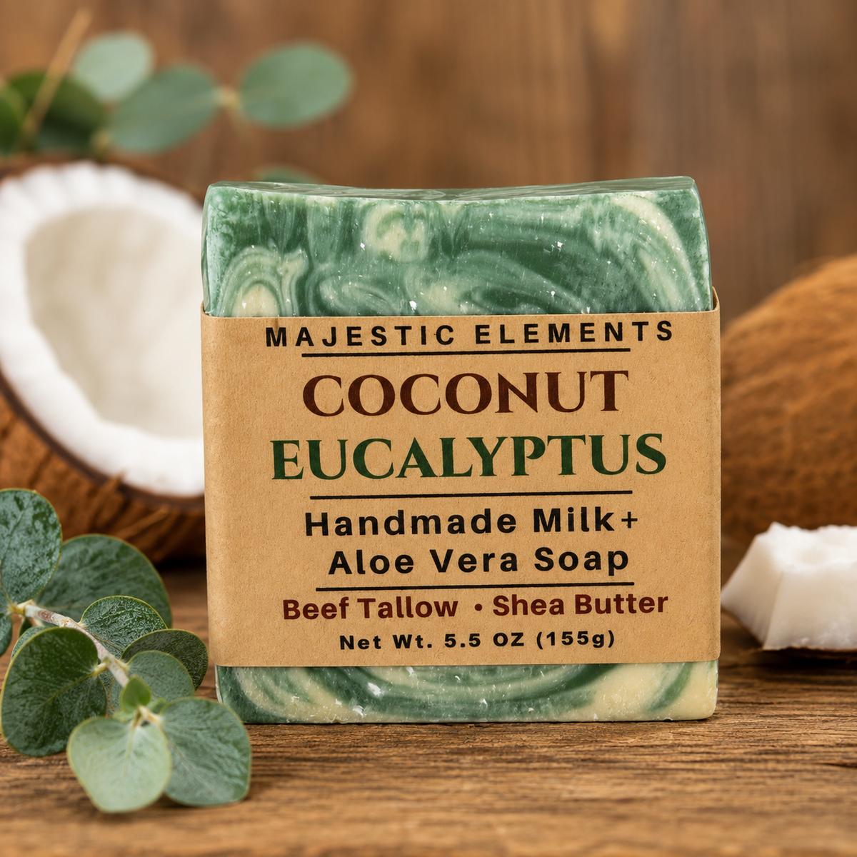 COCONUT EUCALYPTUS: Tallow + Milk Handmade Artisan Soap