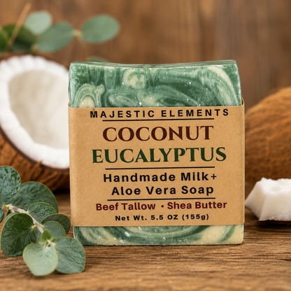 COCONUT EUCALYPTUS: Tallow + Milk Handmade Artisan Soap