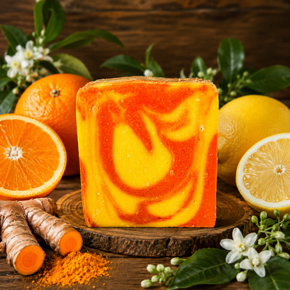 LEMON ORANGE: Goats Milk And Turmeric Handmade Artisan Soap