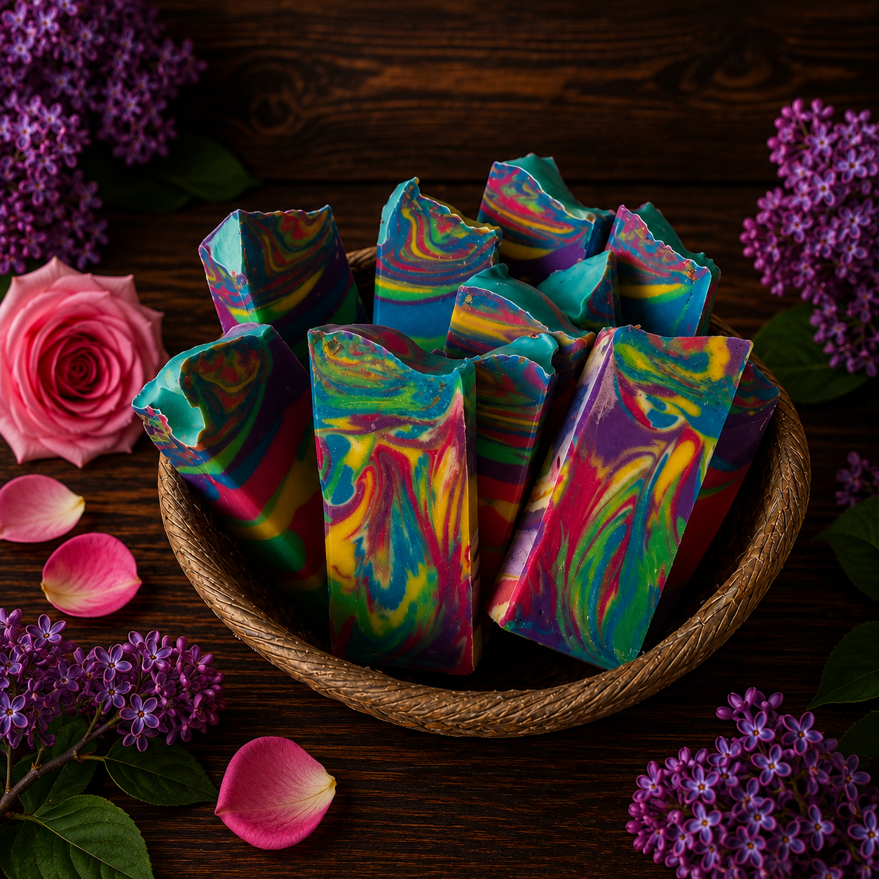 Lilac Rose Goats Milks and Lard Rejuvenating Handmade Mini Rainbow Soap (Trial Size)